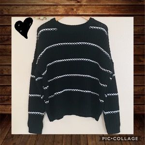 Cable Knit Black & White Sweater.